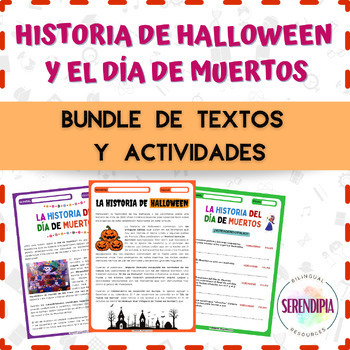 Preview of BUNDLE | Historia de Halloween y Día de Muertos | TEXTOS Y ACTIVIDADES | Español