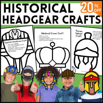 Preview of BUNDLE| Historical Headgear Crafts| Helmets Crowns Headdresses| Fun Art Activity