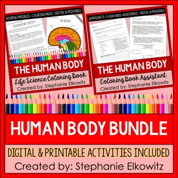 Preview of Human Body System Coloring and Reading Bundle | Printable & Digital