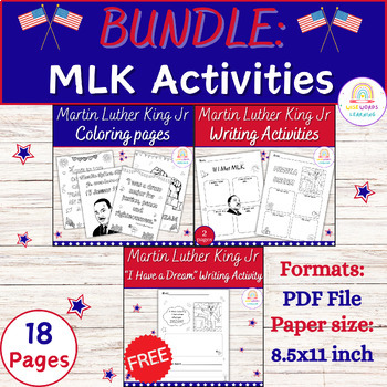 Preview of BUNDLE:"I Have a Dream" & "If I Met MLK" Writing Activities, MLK Coloring Sheets