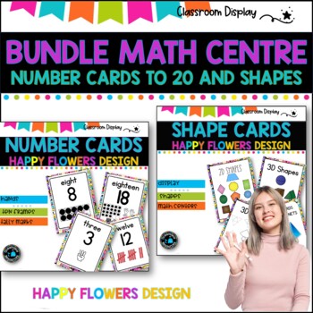 Preview of BUNDLE I SHAPES POSTERS I 2D, 3D and Nets  l NUMBER POSTERS I HAPPY FLOWERS