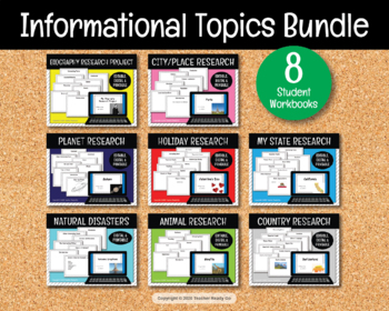 Preview of BUNDLE: Informational Writing Research Student Workbooks with Topics-GATE