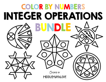 Preview of BUNDLE Integer Operations Worksheets - Color by Numbers