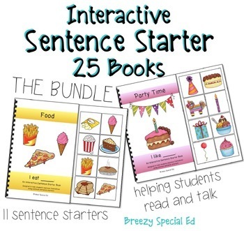 Preview of BUNDLE Interactive / Adapted Sentence Starter Books - special education
