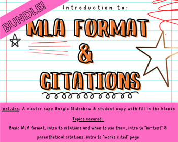 Preview of BUNDLE Intro to MLA Format & Citations | Teacher & Student Copy | Editable