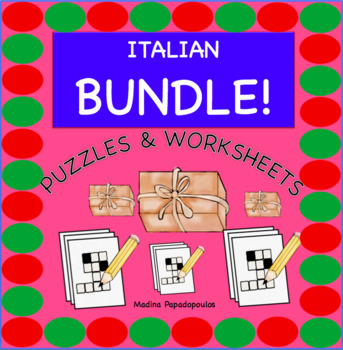 Preview of BUNDLE! Italian PUZZLES & WORKSHEETS | Crossword, Matching, Word Search