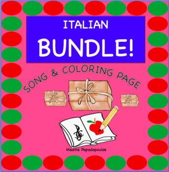 Preview of BUNDLE! Italian Songs, Lyrics and Coloring Page