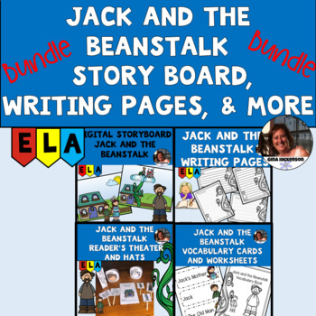 Preview of BUNDLE Jack and the Beanstalk Digital Story Board, Writing Paper, and More