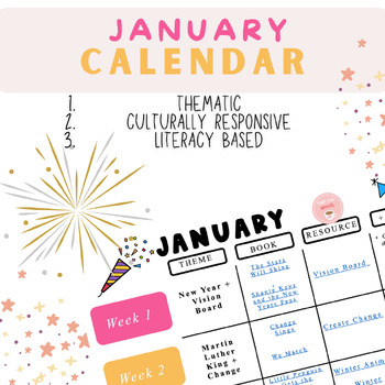 Preview of BUNDLE: January Activities and Lesson Planning Guide Monthly Calendar