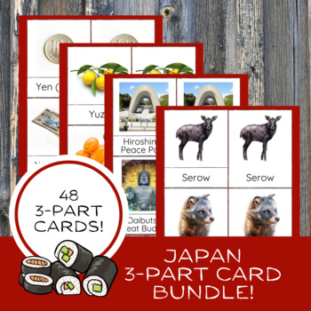 Preview of BUNDLE: Japan 3-Part Cards 4 Sets / Montessori Inspired / Hands On Learning