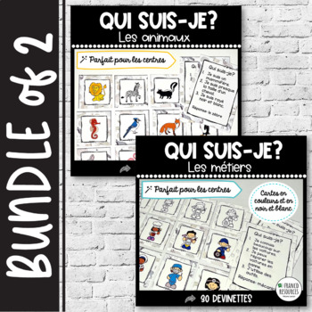 Preview of BUNDLE: Jeu de devinettes Qui suis-je? | Guessing Game occupations | animals
