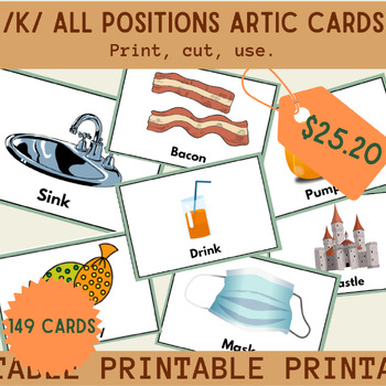 Preview of BUNDLE: K-All Positions Articulation Flashcards: 149
