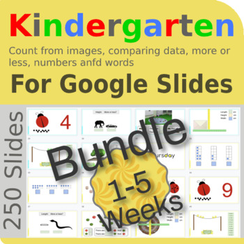 Preview of BUNDLE Kindergarten 10 Slides everyday For Google Slides WEEKS 01-05