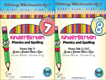 Preview of BUNDLE: Kindergarten Phonics and Spelling Zaner-Bloser (Weeks 7-12)