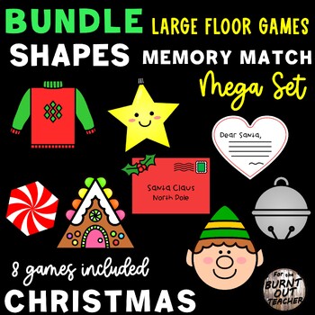 Preview of BUNDLE LARGE MEMORY MATCH FLOOR GAME SHAPE MATCHING SHAPES CHRISTMAS Themed