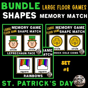 Preview of BUNDLE LARGE MEMORY MATCH FLOOR GAME SHAPE MATCHING SHAPES ST. PATRICKS DAY