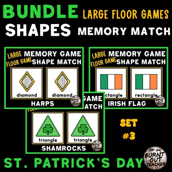 Preview of BUNDLE LARGE MEMORY MATCH FLOOR GAME SHAPE MATCHING SHAPES ST. PATRICKS DAY