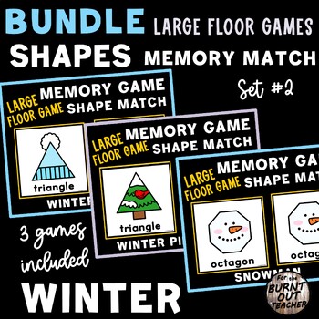 Preview of BUNDLE LARGE MEMORY MATCH FLOOR GAME SHAPE MATCHING SHAPES WINTER SNOWMAN TREES