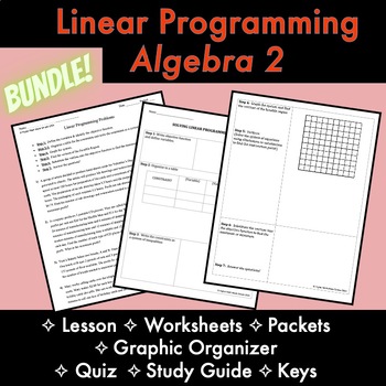 Preview of BUNDLE - LINEAR PROGRAMMING: Lesson, Packets, Worksheets, Organizers, KEYS