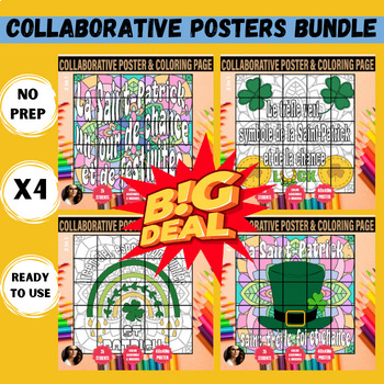 Preview of BUNDLE La Saint-Patrick Collaborative Poster:Activité Amusante et Interactive x4