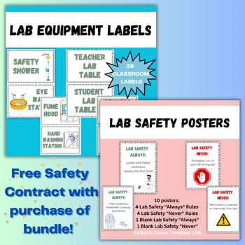 BUNDLE Lab Safety Posters (Editable) & Equipment Labels! BONUS RESOURCE ...