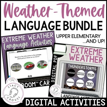 Preview of Weather Speech Therapy Activities BUNDLE Digital PDF + Boom™ Cards for Language