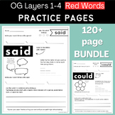 BUNDLE Layers 1-4 Red Word Spelling Practice Pages & Flashcards