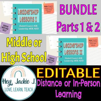 Preview of BUNDLE Leadership Lessons Pt. 1 & 2 (12 Lessons) ASB AVID Student Council WEB