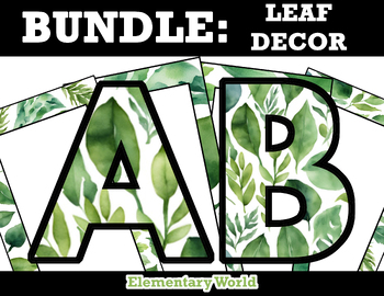Preview of BUNDLE: Leaf Decor - Student Name Tags & Uppercase/Lowercase Alphabet Leaves