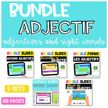 Preview of BUNDLE Les Adjectifs | GOOGLE SLIDES & FORMS | French Adjectives Parts of Speech