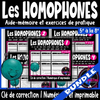 Preview of BUNDLE Les homophones I 24 pages d'activités I 4 Quiz I 1 Révision I 1 Test