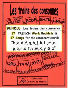 Preview of Les trains des consonnes  BUNDLE - 17 Work Booklets and 19 Songs- French