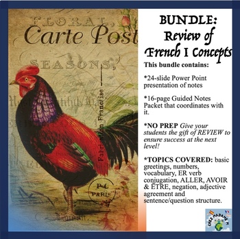 Preview of French 1 Review Concepts BUNDLE: Lesson & Guided Notes