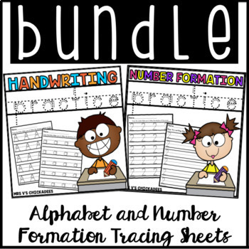 Preview of BUNDLE Letter & Number Formation Sheets: Tracing the Alphabet & Numbers 1-20