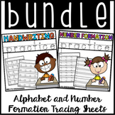 BUNDLE Letter & Number Formation Sheets: Tracing the Alpha
