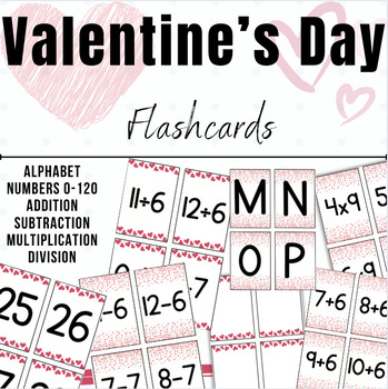 Preview of BUNDLE - Letter, Number, Math Fact Fluency Flashcards - Valentine's Day Themed