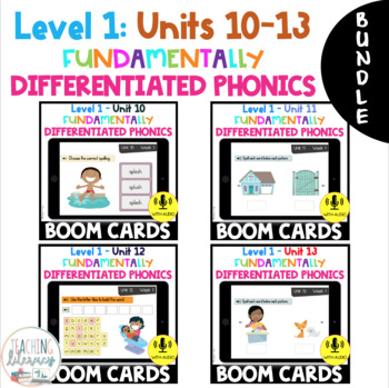 Preview of BUNDLE | Level 1 Units 10 - 13 | BOOM CARDS | Science of Reading | Fun Phonics  