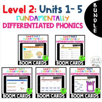 Preview of BUNDLE | Level 2 | Units 1 - 5 | BOOM CARDS | Fun Phonics
