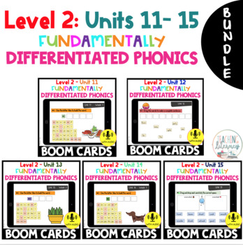 Preview of BUNDLE | Level 2 | Units 11 - 15 | Digital BOOM CARDS | Fun Phonics 