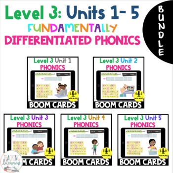 Preview of BUNDLE | Level 3 Units 1 - 5 | Digital BOOM CARDS | Fun Phonics 