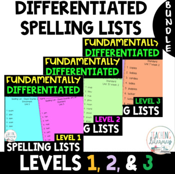 Preview of BUNDLE | Levels 1, 2, 3 | Differentiated Spelling Lists & Fun Phonics Activities