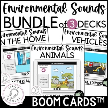 Preview of Environmental Sounds Learning to Listening BUNDLE Hearing Loss AVT BOOM CARDS™