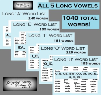 Preview of BUNDLE: Long Vowel Single Syllable Word Lists - OVER A THOUSAND WORDS!