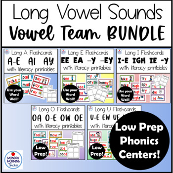 Preview of BUNDLE Long Vowel Sounds Vowel Teams Posters Flashcards Printables