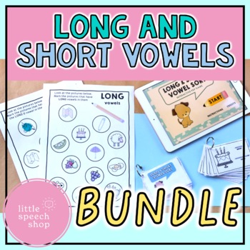 Preview of BUNDLE - Long and Short Vowels - Worksheets, Print, Interactive PDF & Boom Game