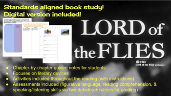 Preview of BUNDLE! Lord of the Flies Book Study with Figurative Language