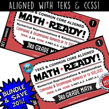 Preview of 3.2A BUNDLE: 3rd Grade Math Task Cards: Composing/Decomposing Numbers to 100,000