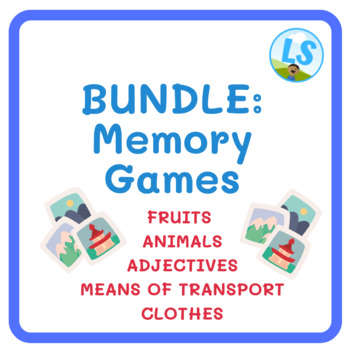 Preview of BUNDLE: MEMORY GAMES - Fruits, Animals, Adjectives, Means of Transport, Clothes