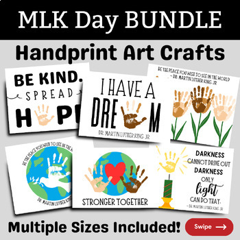 Preview of BUNDLE MLK Day Hand Print Art Craft Winter Project Activity, Black History Month