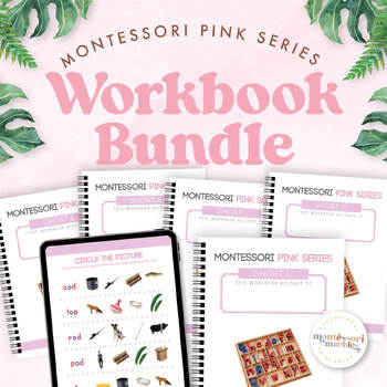Preview of BUNDLE MONTESSORI PINK SERIES Workbook Bundle, CVC words, Early Literacy